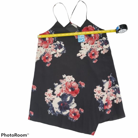 Free People Black Crepe Floral Faux Wrap Dress XSMALL - Picture 11 of 13